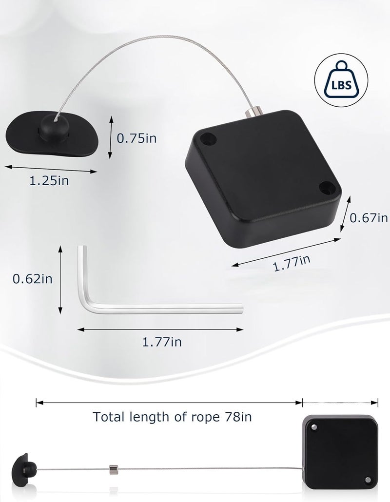 MERDTTES 6.5 Ft Retractable Remote Control Tether Locks, Security Lanyard Lock with Adjustable Leash Length Clasp for TV Remote Control, Tablets Showroom, Gaming Controller (4 PCS) - Image 3